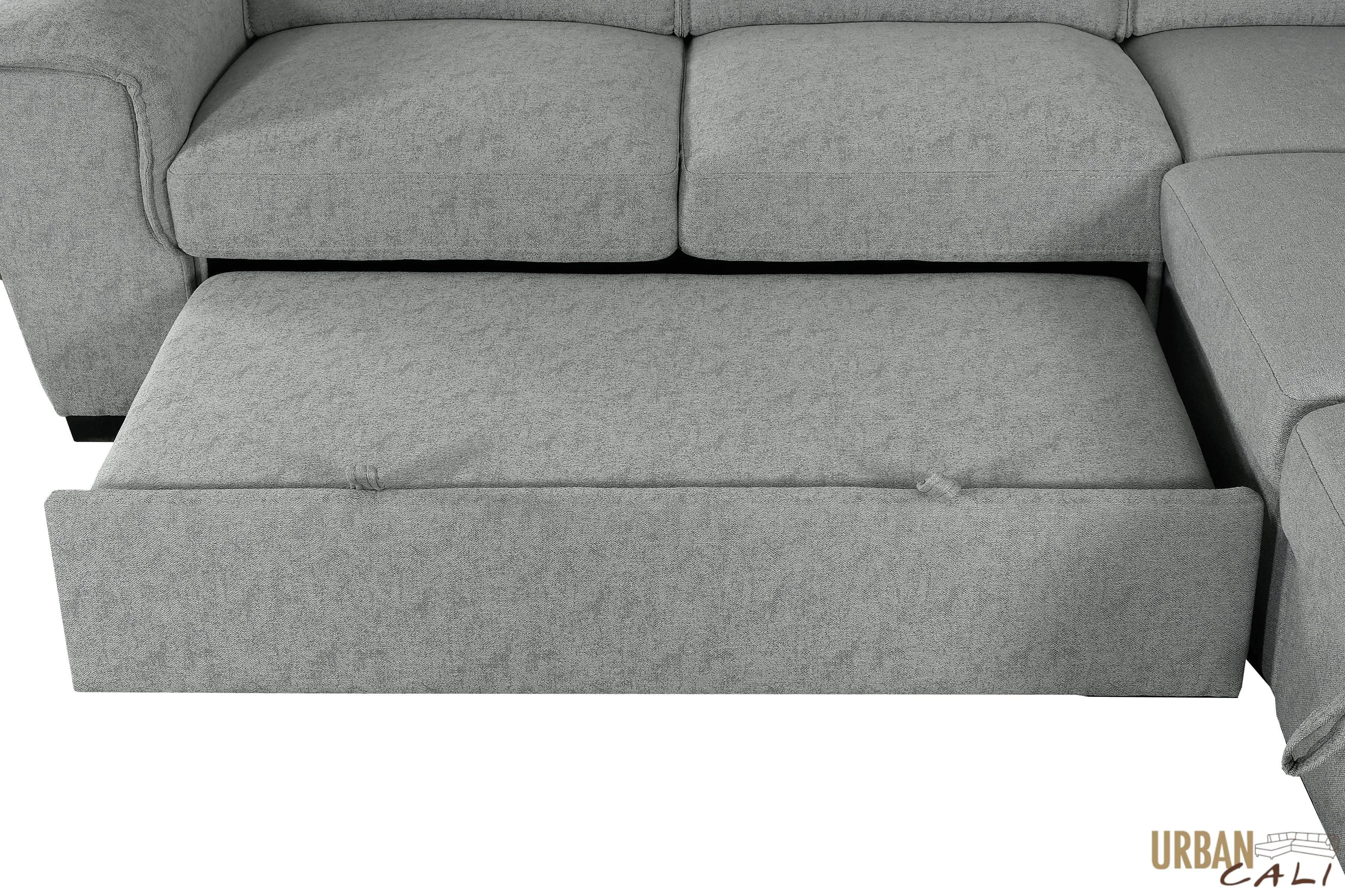 Gerardo Sleeper Sectional Sofa Bed with Storage Ottoman