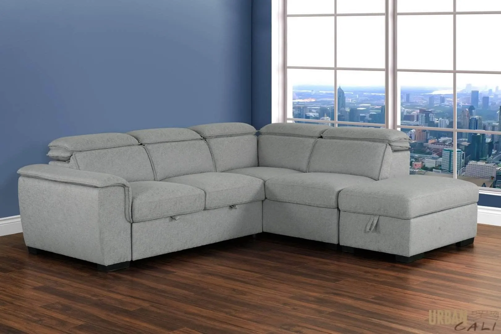 Gerardo Sleeper Sectional Sofa Bed with Storage Ottoman