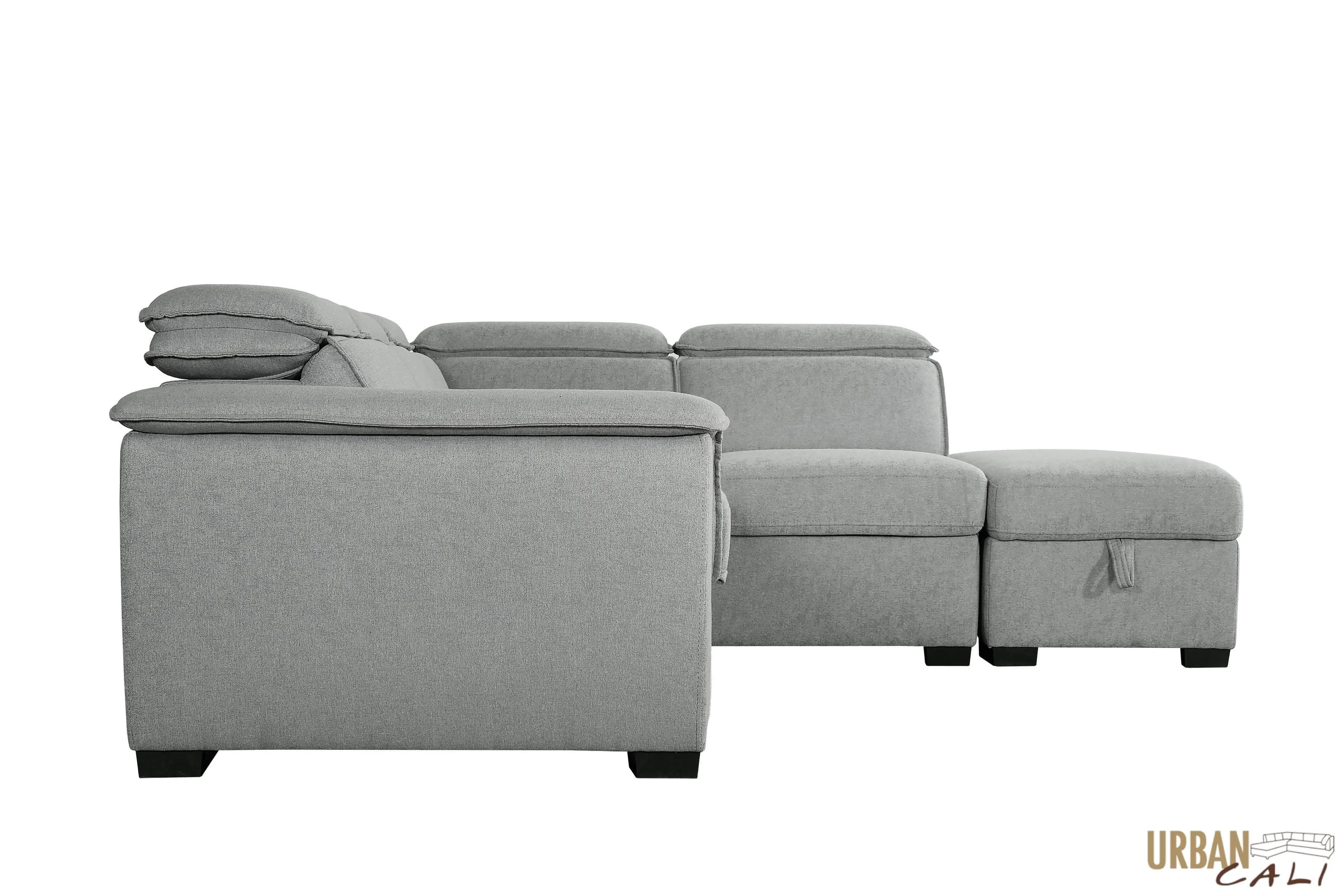 Gerardo Sleeper Sectional Sofa Bed with Storage Ottoman