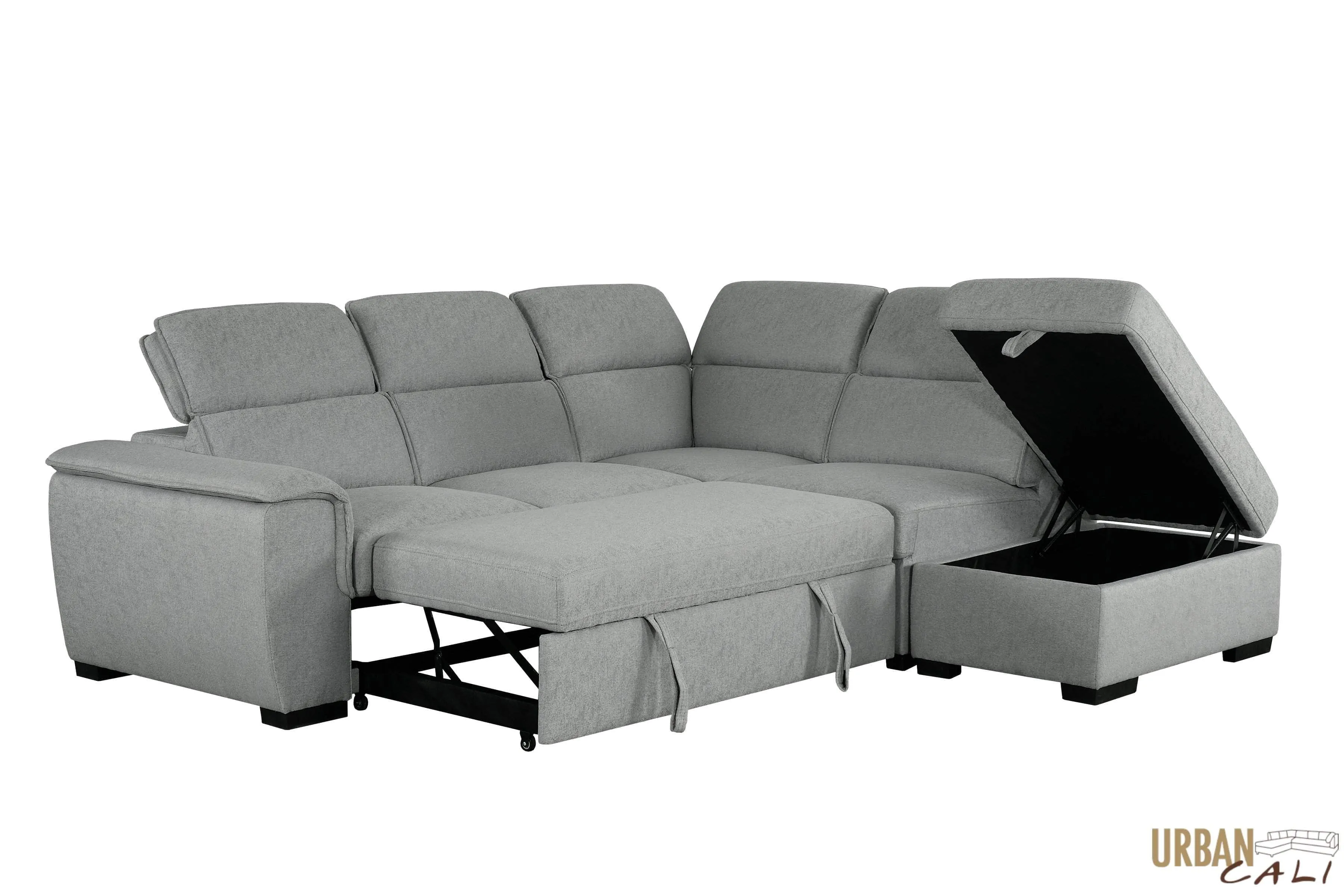 Gerardo Sleeper Sectional Sofa Bed with Storage Ottoman