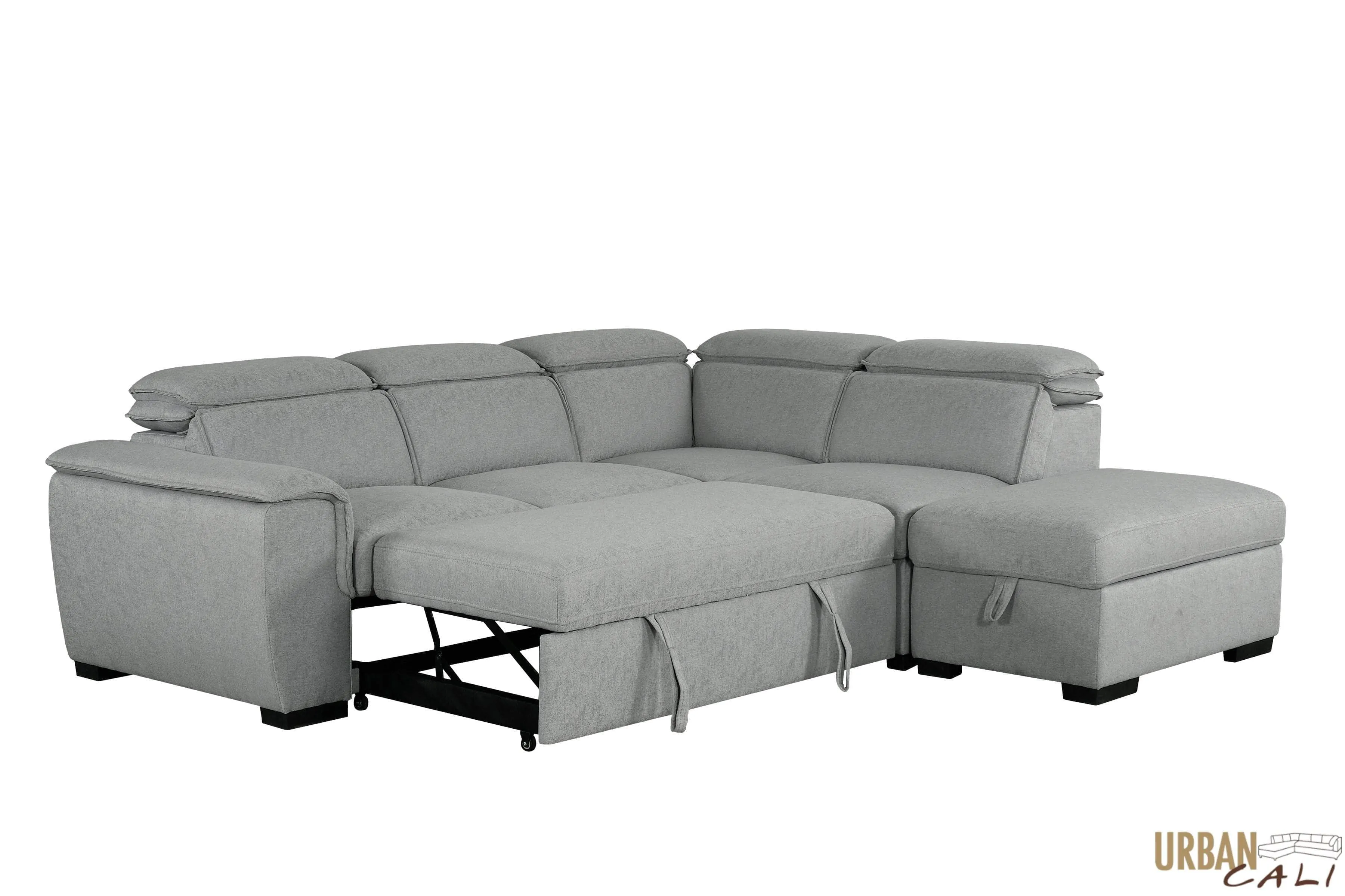 Gerardo Sleeper Sectional Sofa Bed with Storage Ottoman