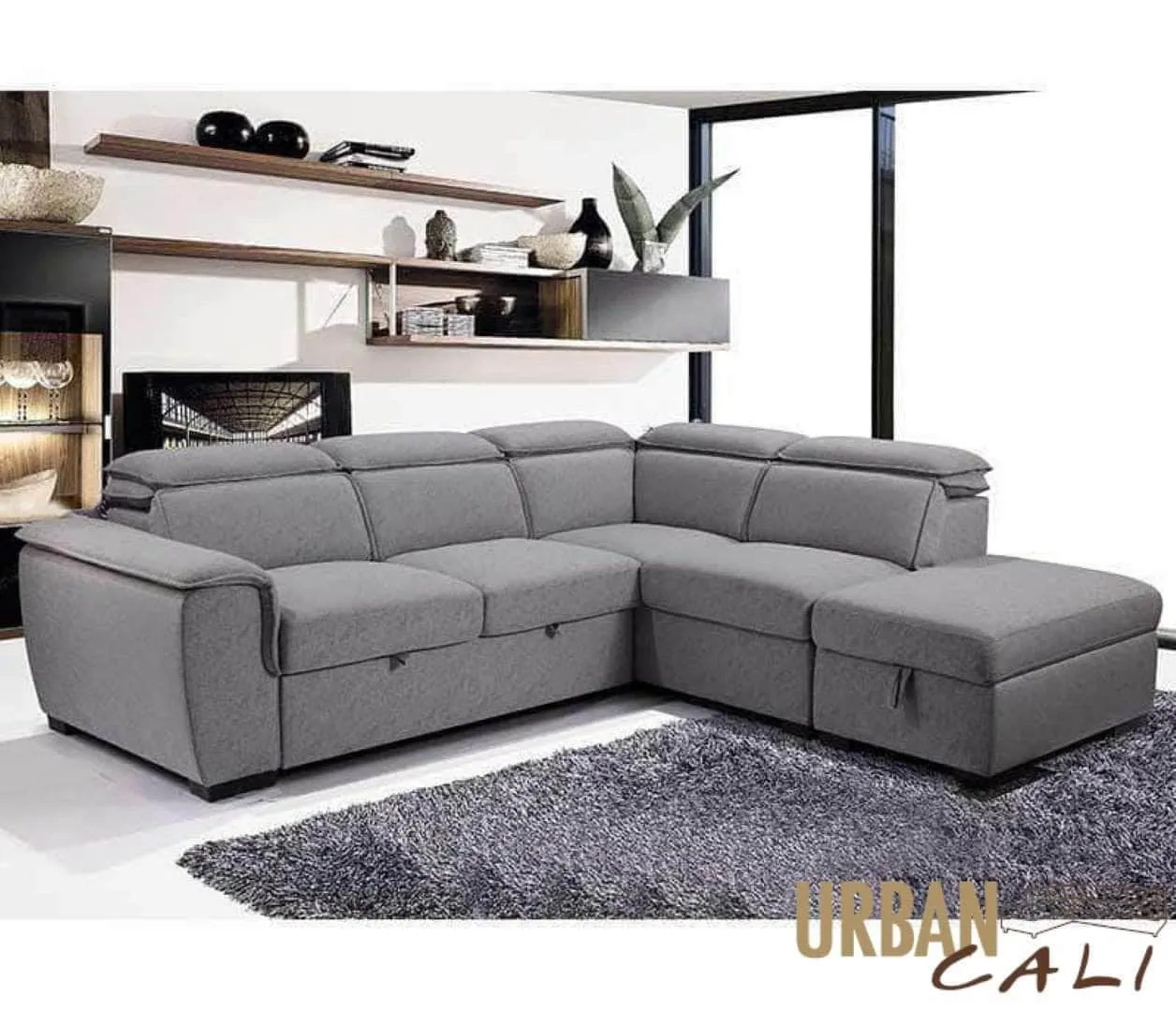 Gerardo Sleeper Sectional Sofa Bed with Storage Ottoman