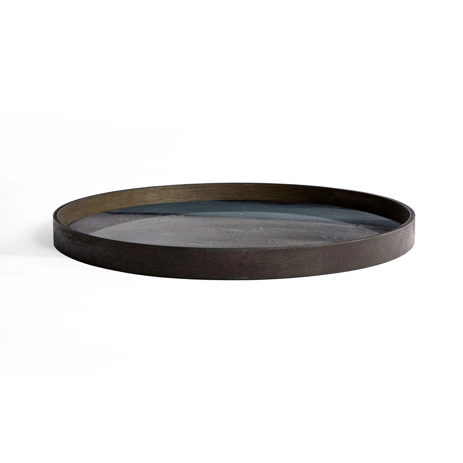 Graphite Organic Large Round Glass Tray