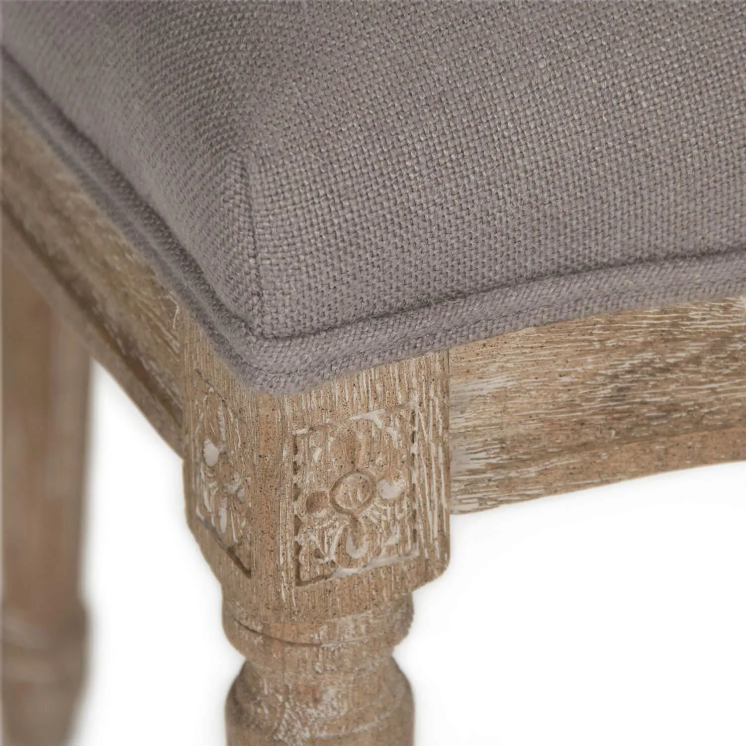 Gray Linen Medallion Side Chairs