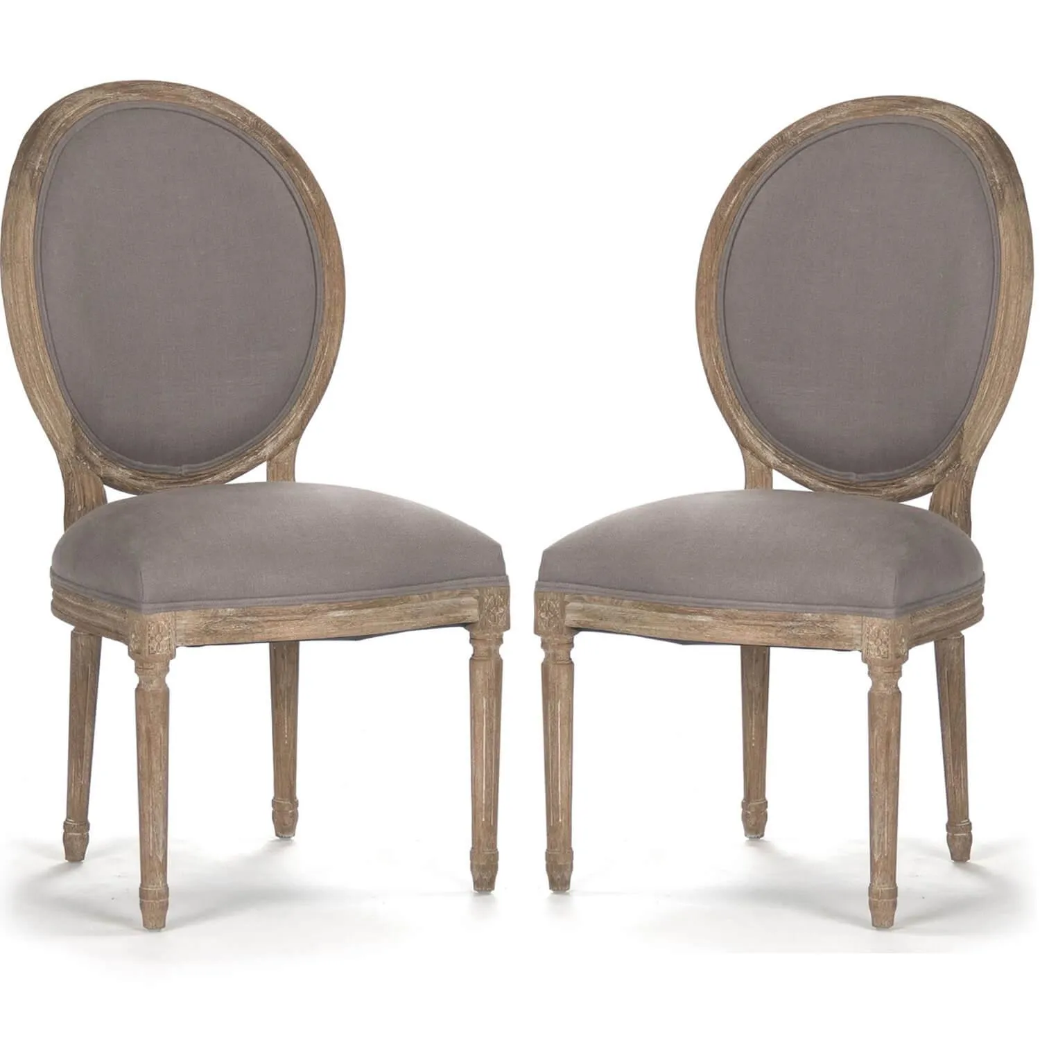 Gray Linen Medallion Side Chairs