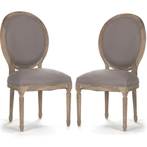 Gray Linen Medallion Side Chairs