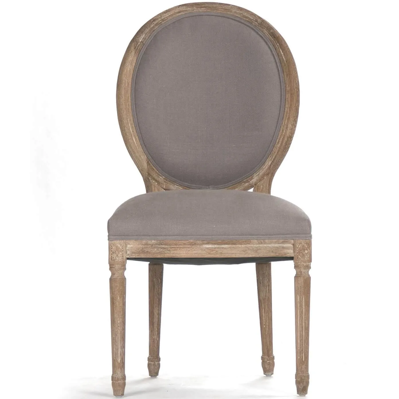 Gray Linen Medallion Side Chairs