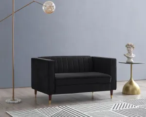 Griffen 2 Seater Fabric Sofa - Black Velvet