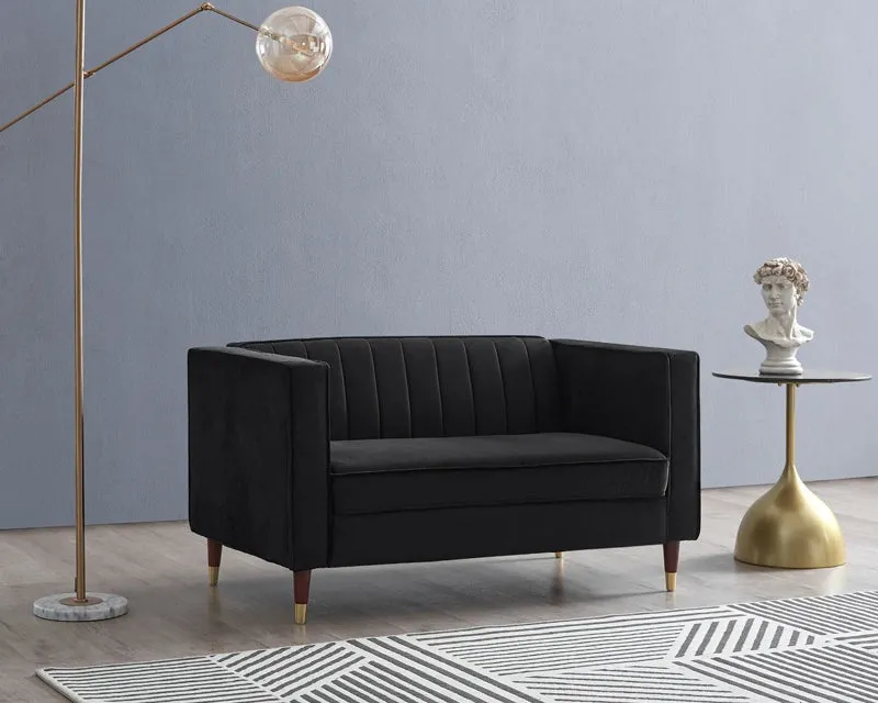 Griffen 2 Seater Fabric Sofa - Black Velvet