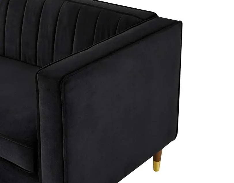 Griffen 2 Seater Fabric Sofa - Black Velvet