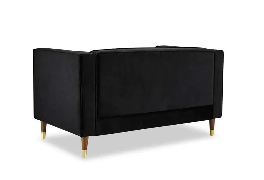 Griffen 2 Seater Fabric Sofa - Black Velvet
