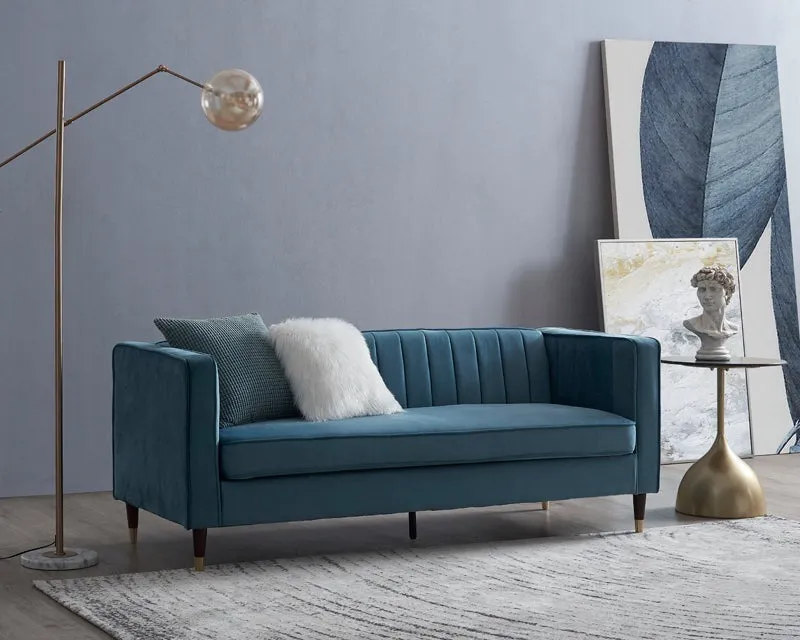 Griffen 3 Seater Fabric Sofa - Blue Velvet