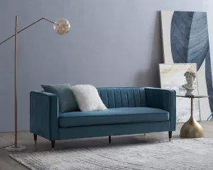 Griffen 3 Seater Fabric Sofa - Blue Velvet