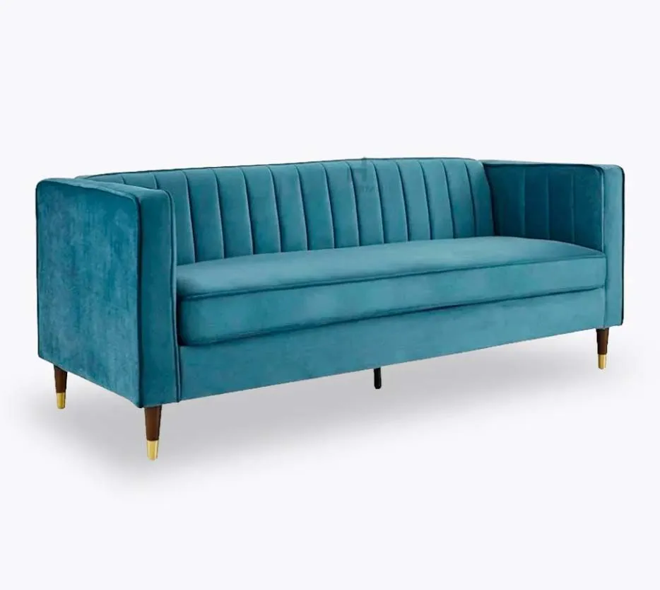 Griffen 3 Seater Fabric Sofa - Blue Velvet
