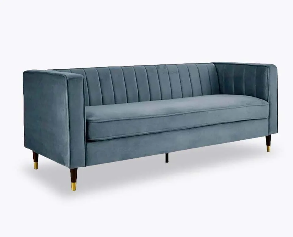 Griffen 3 Seater Fabric Sofa - Grey Velvet