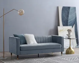 Griffen 3 Seater Fabric Sofa - Grey Velvet