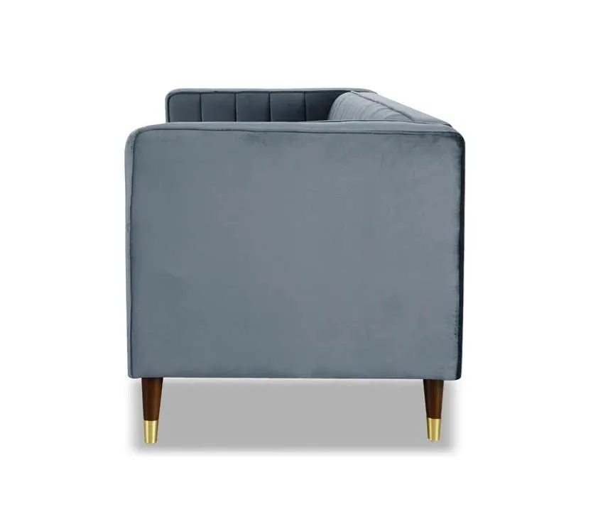 Griffen 3 Seater Fabric Sofa - Grey Velvet