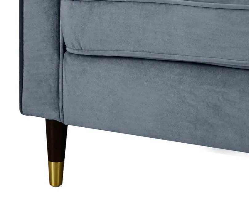 Griffen 3 Seater Fabric Sofa - Grey Velvet