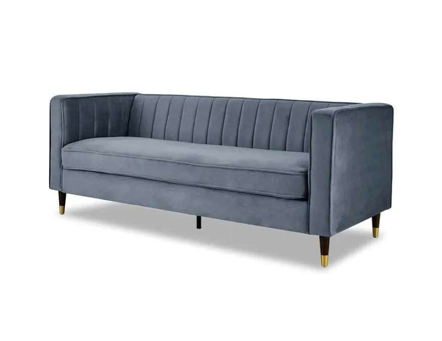 Griffen 3 Seater Fabric Sofa - Grey Velvet
