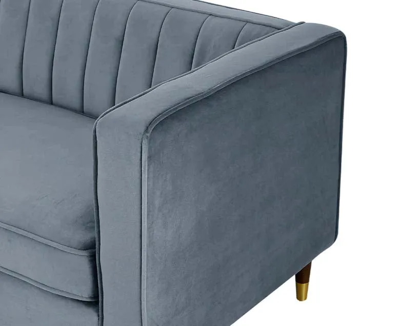 Griffen 3 Seater Fabric Sofa - Grey Velvet