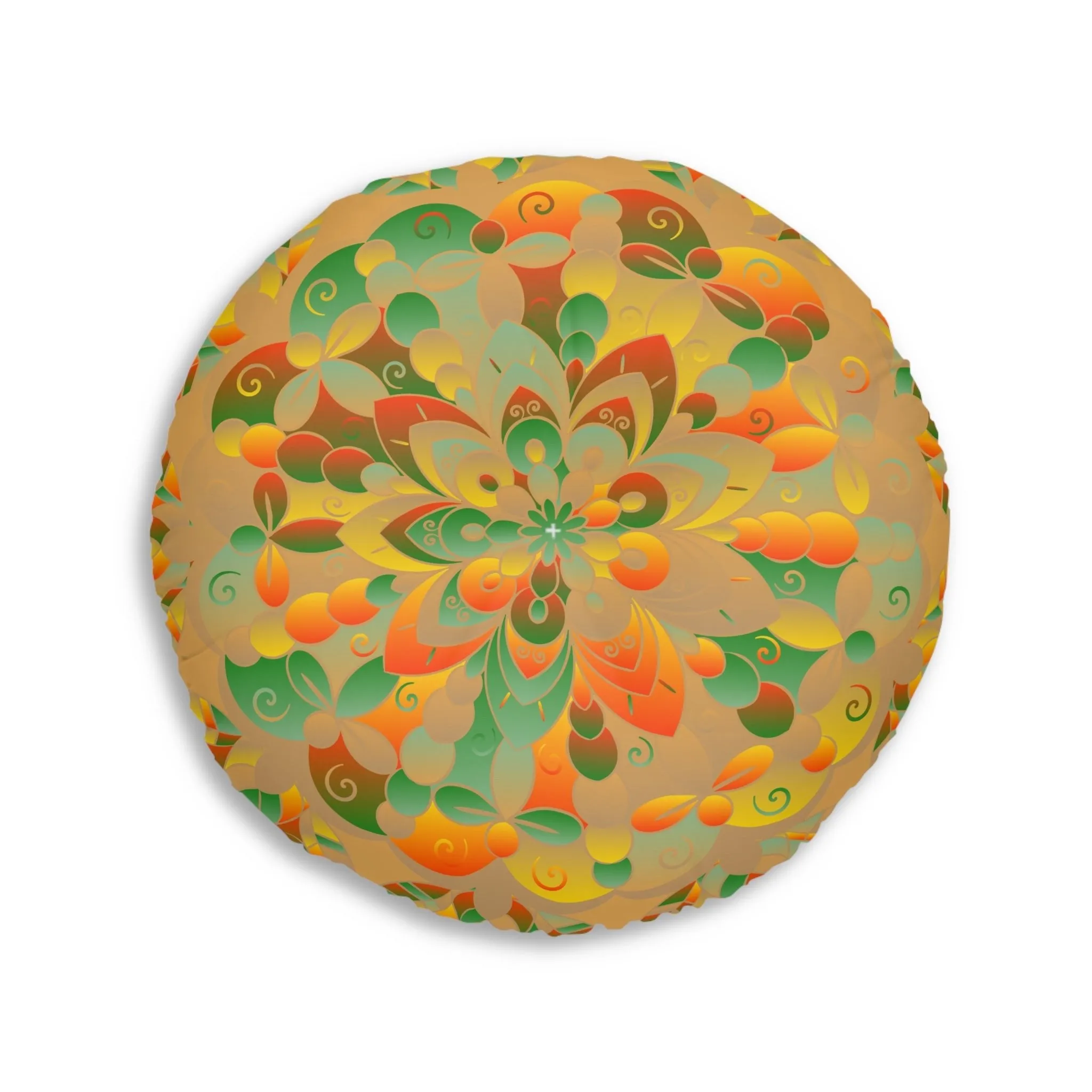 Hand-drawn Mandala Design Floor Cushion - Tufted Round Pillow