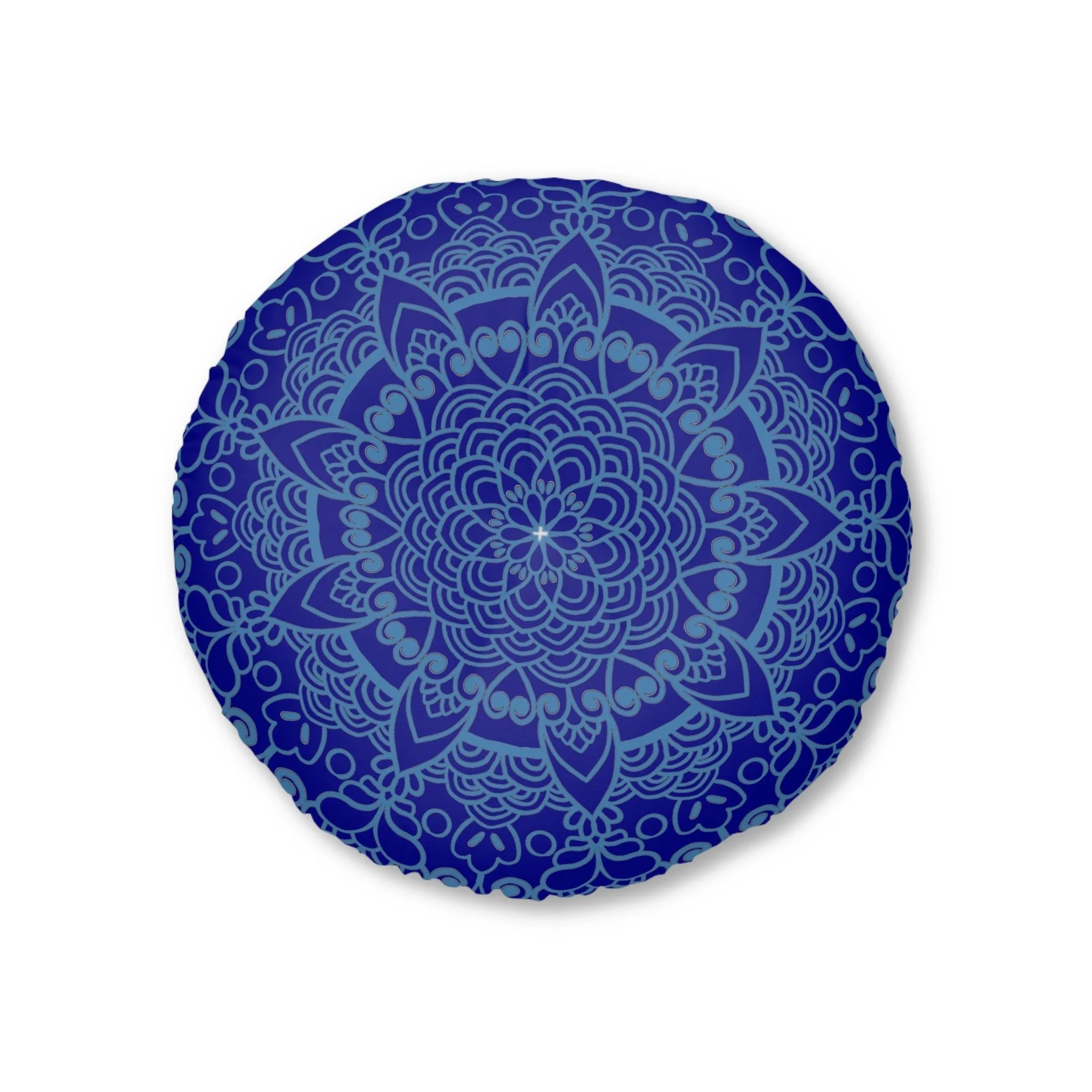 Handmade Mandala Art Floor Cushion - Steel Blue Mandala Design