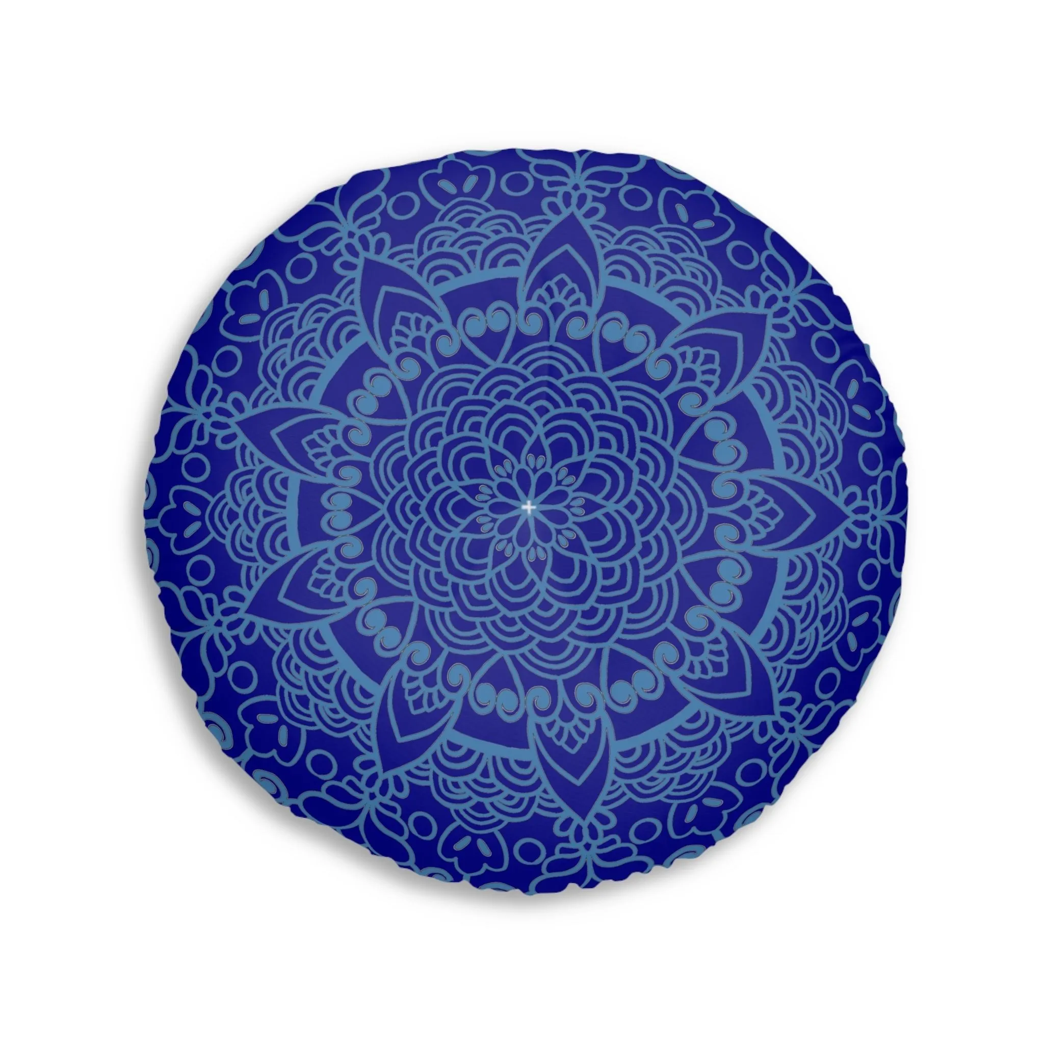 Handmade Mandala Art Floor Cushion - Steel Blue Mandala Design