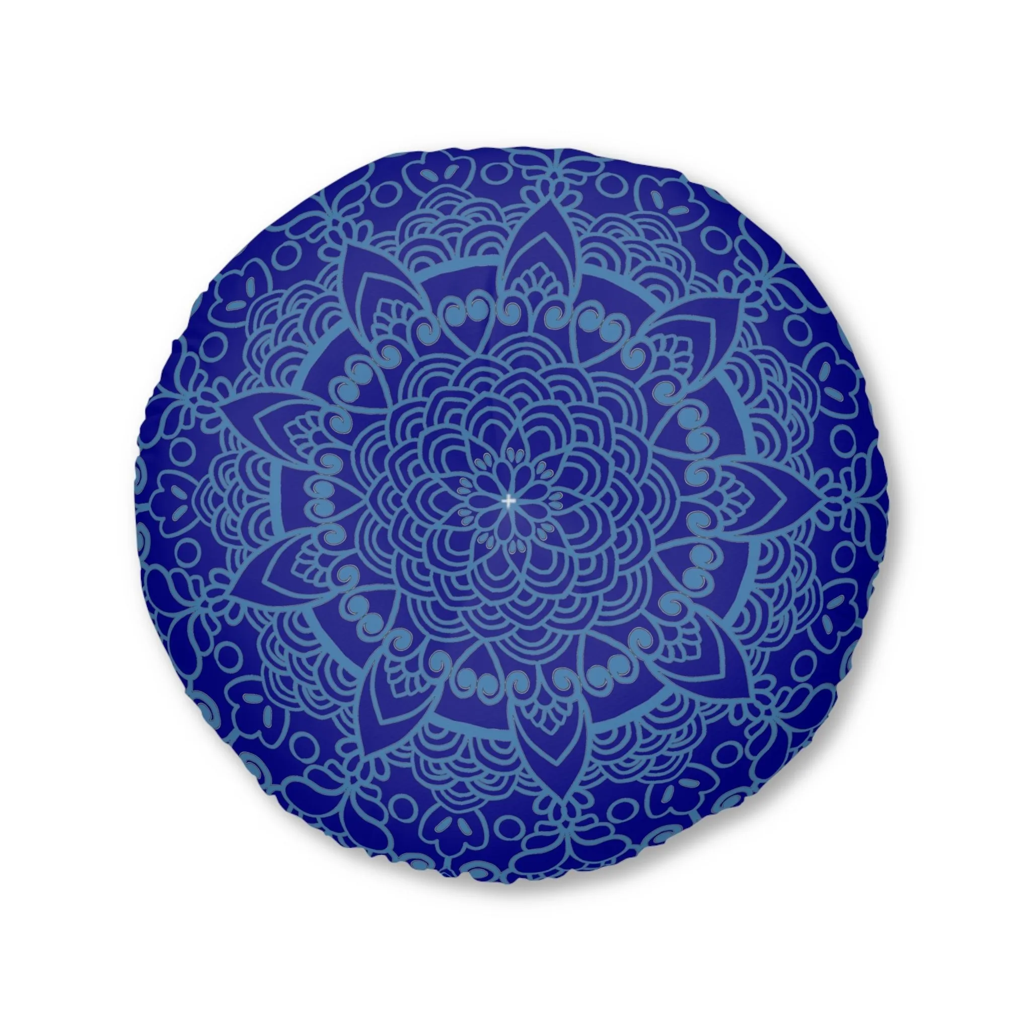 Handmade Mandala Art Floor Cushion - Steel Blue Mandala Design