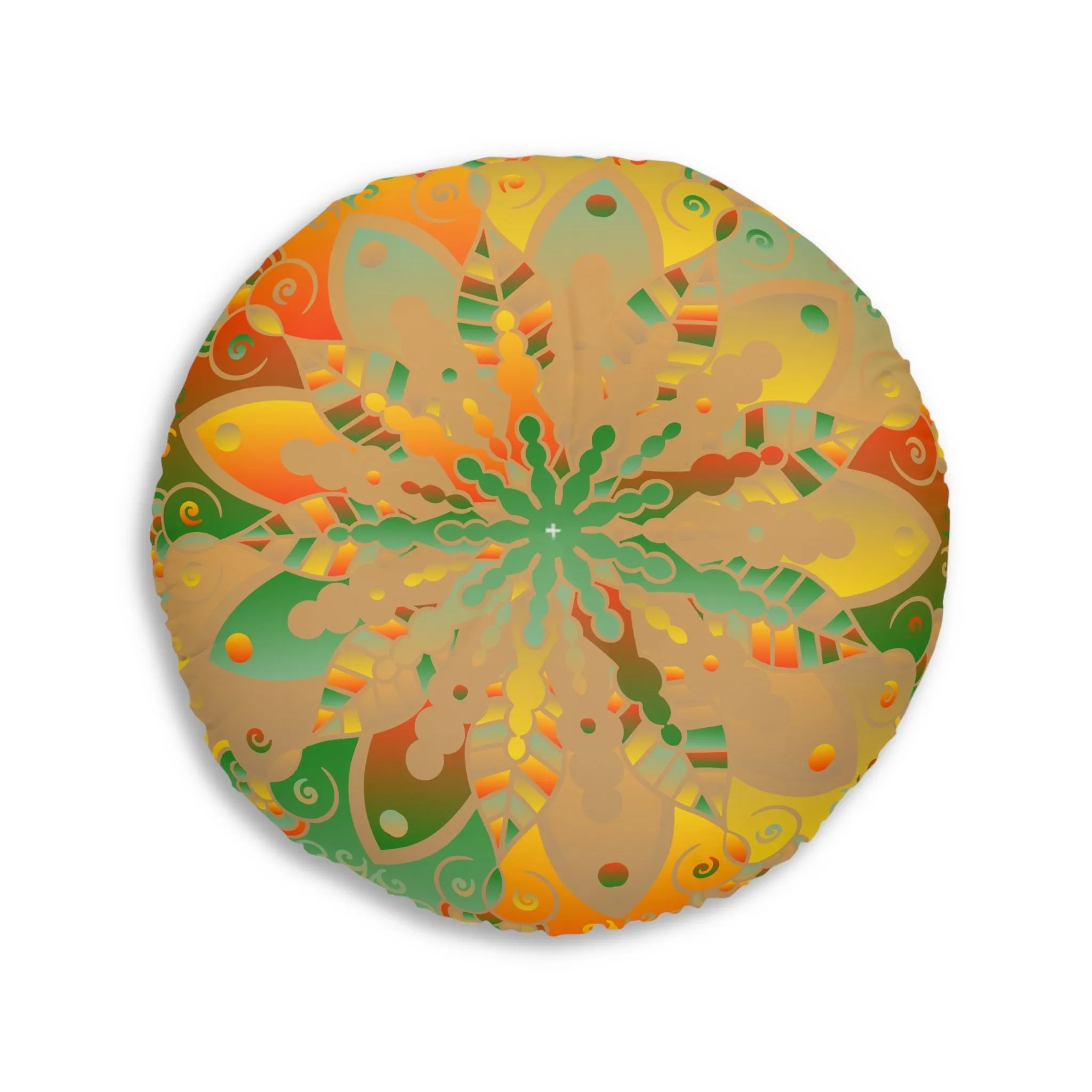 Handmade Mandala Art Round Tufted Floor Pillow - Dune