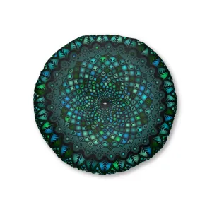 Handmade Mandala Art Tufted Floor Pillow - Round