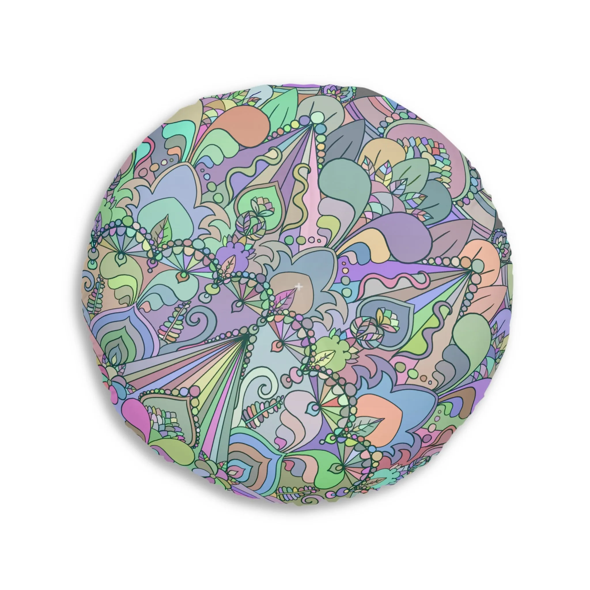 Handmade Mandala Design Floor Cushion - Tufted Round Pillow