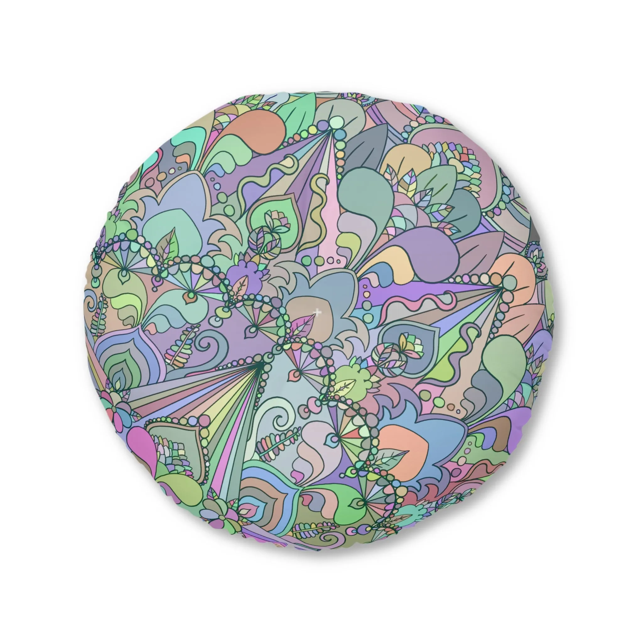 Handmade Mandala Design Floor Cushion - Tufted Round Pillow