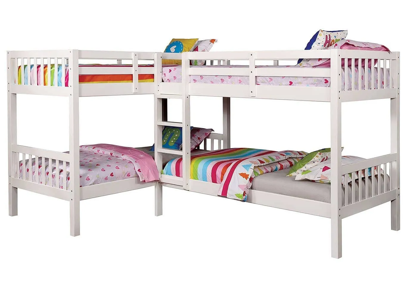 Hannah White Corner Quadruple Bunk Bed