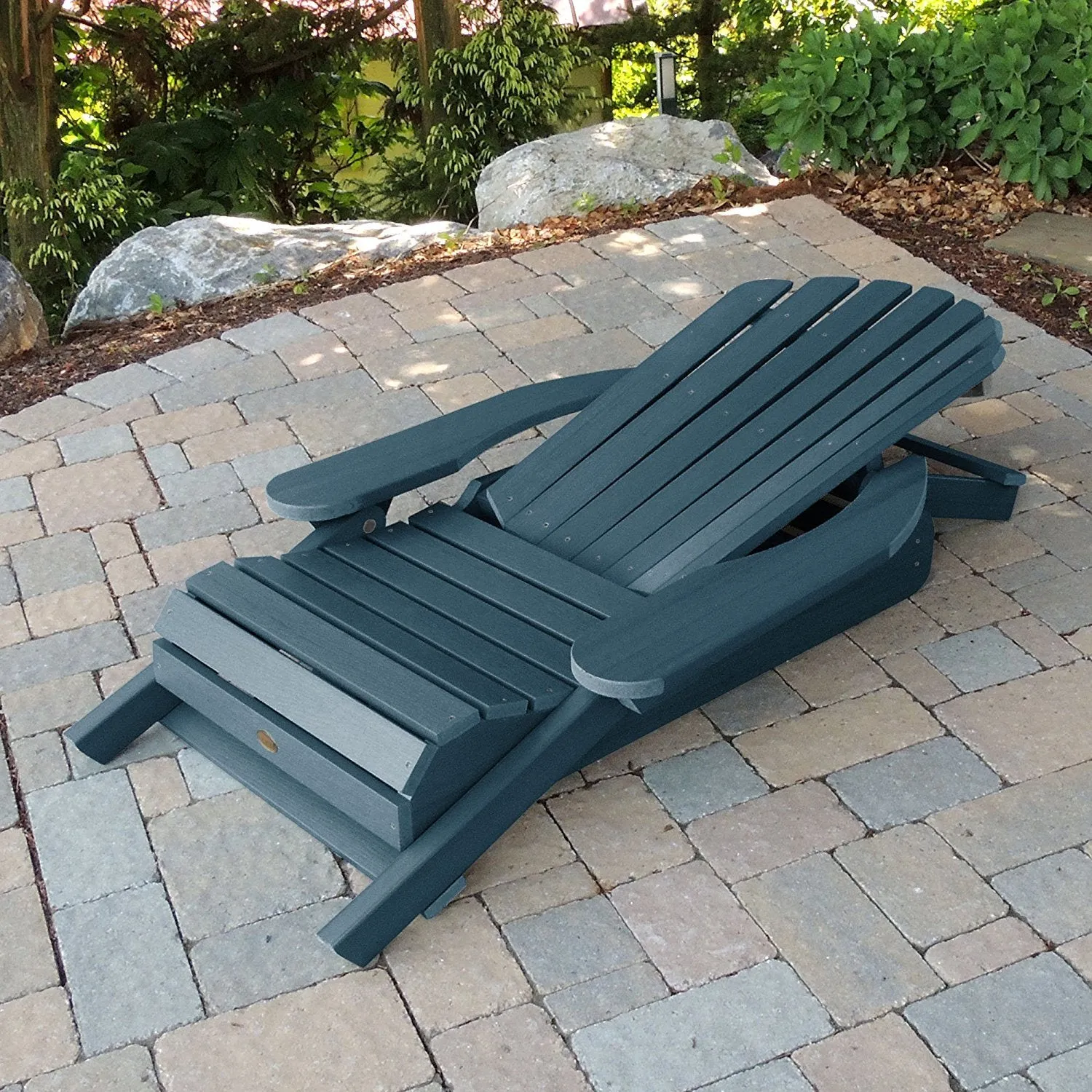 Highwood Hamilton Folding and Reclining Adirondack Chair, Adult Size, Nantucket Blue