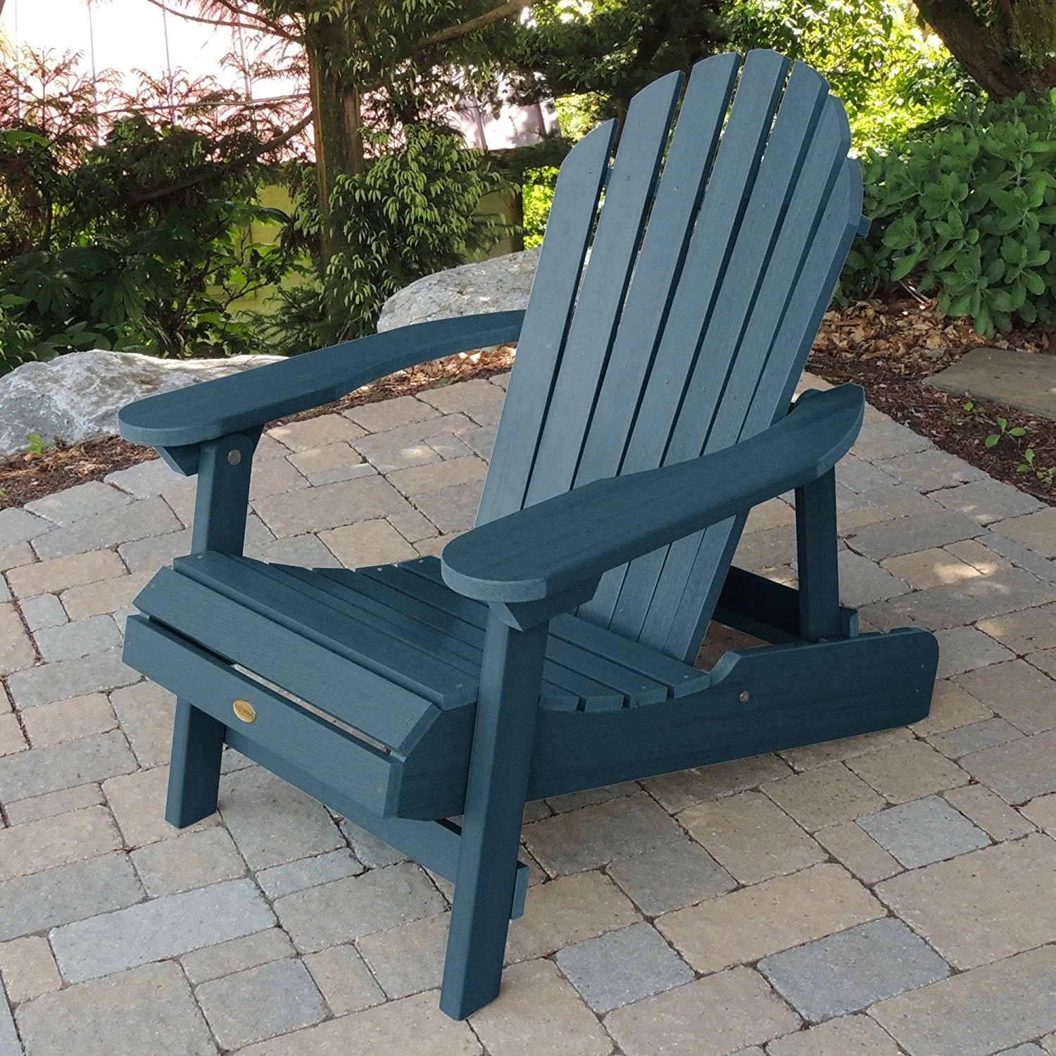 Highwood Hamilton Folding and Reclining Adirondack Chair, Adult Size, Nantucket Blue