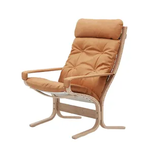 hjelle | siesta classic 301 chair | high back with arms | oak   vintage 413 leather