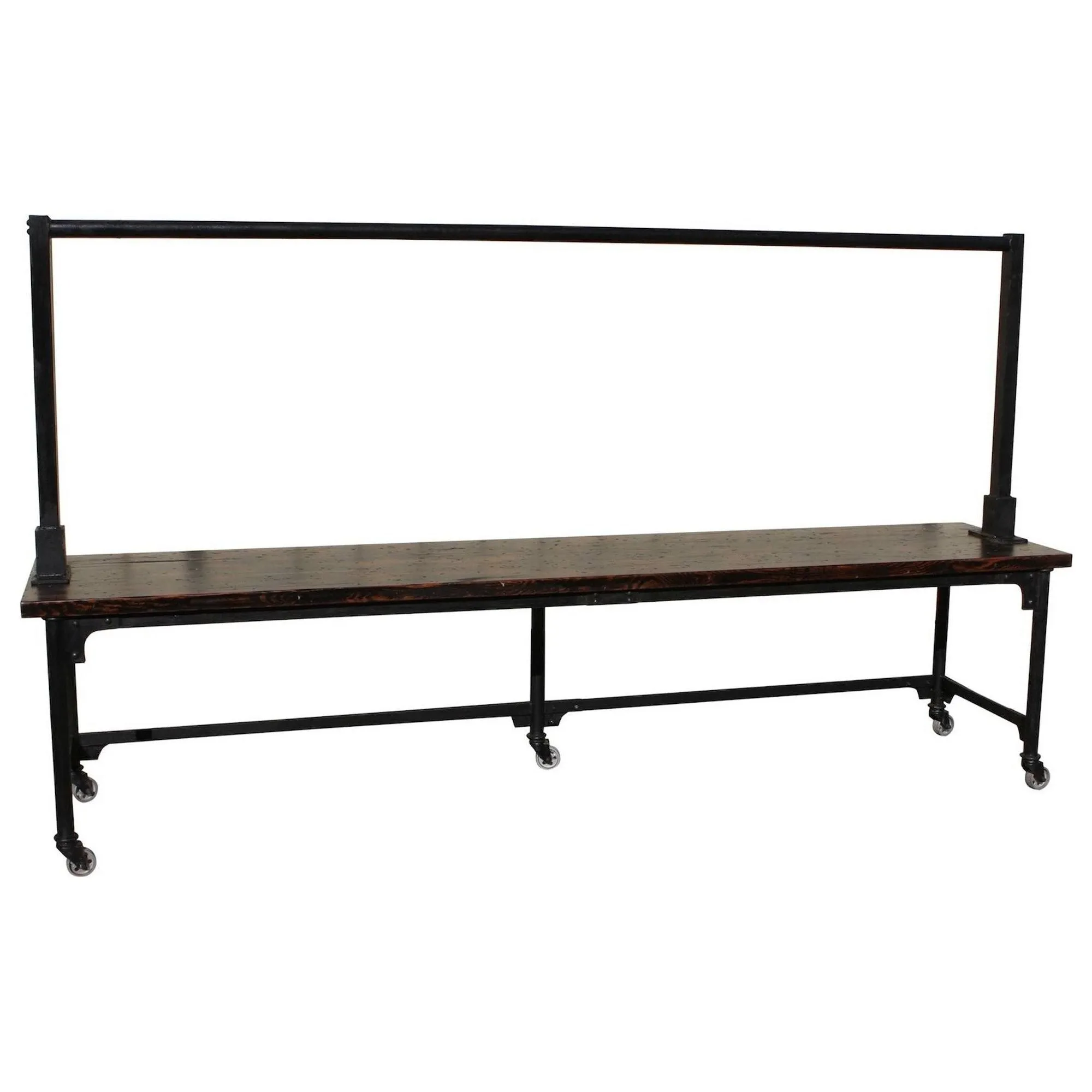 Industrial Dining Table with Heavy Steel Castors