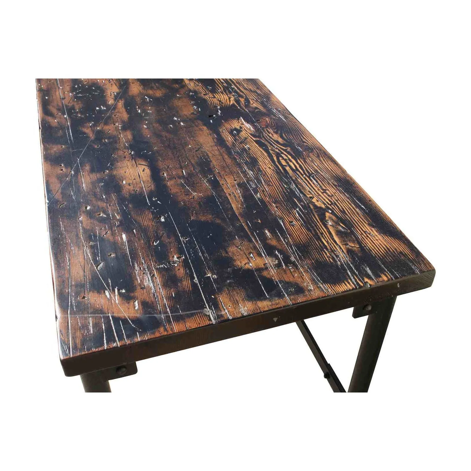 Industrial Dining Table with Heavy Steel Castors