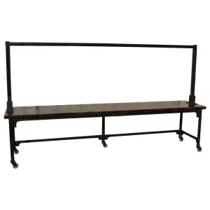 Industrial Dining Table with Heavy Steel Castors