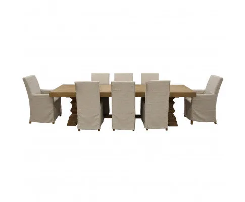 Ixora Dining Chair Set of 2 Fabric Slipcover French Provincial Carver Timber