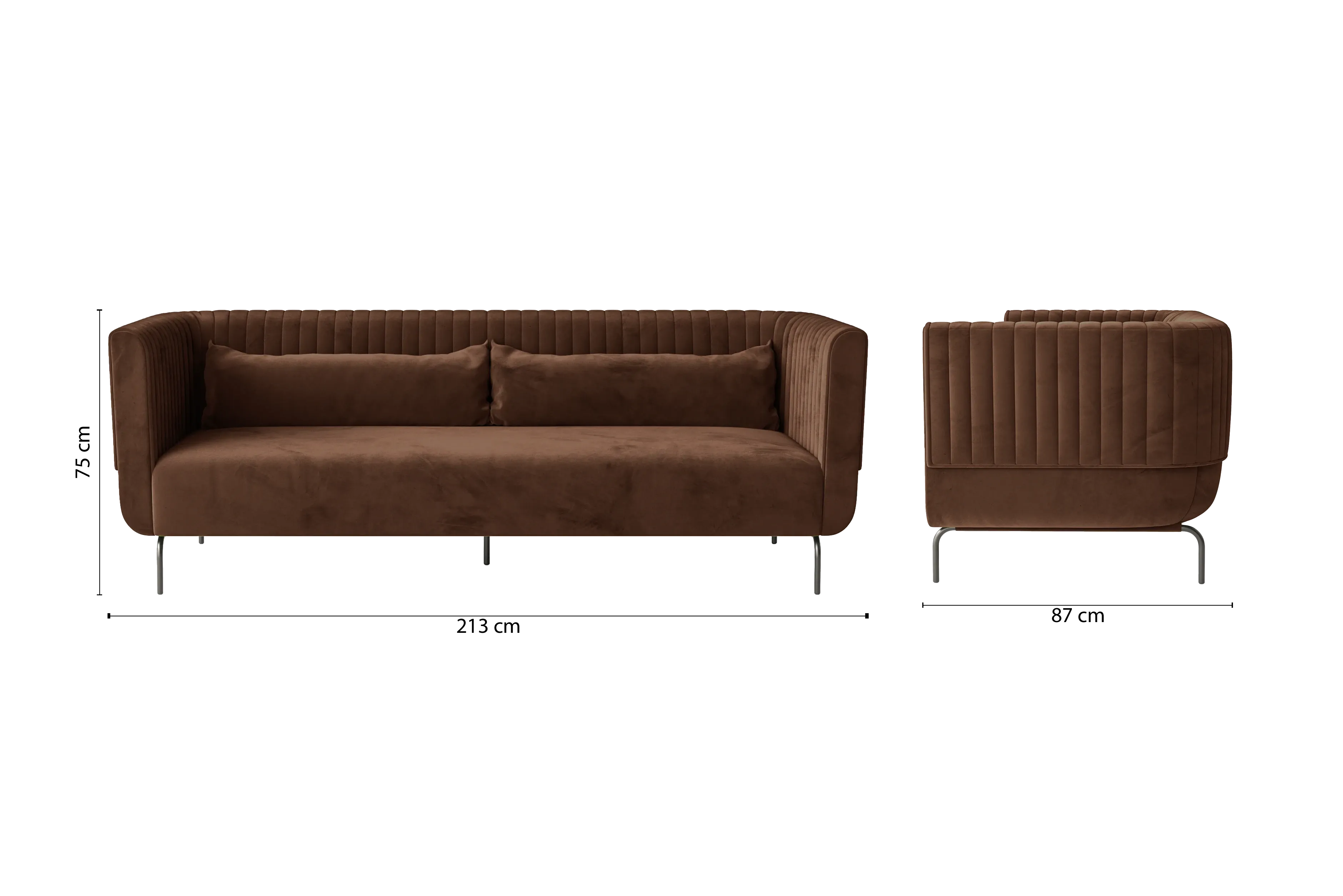 Jackson 3 Seater Sofa Coffee Brown Velvet