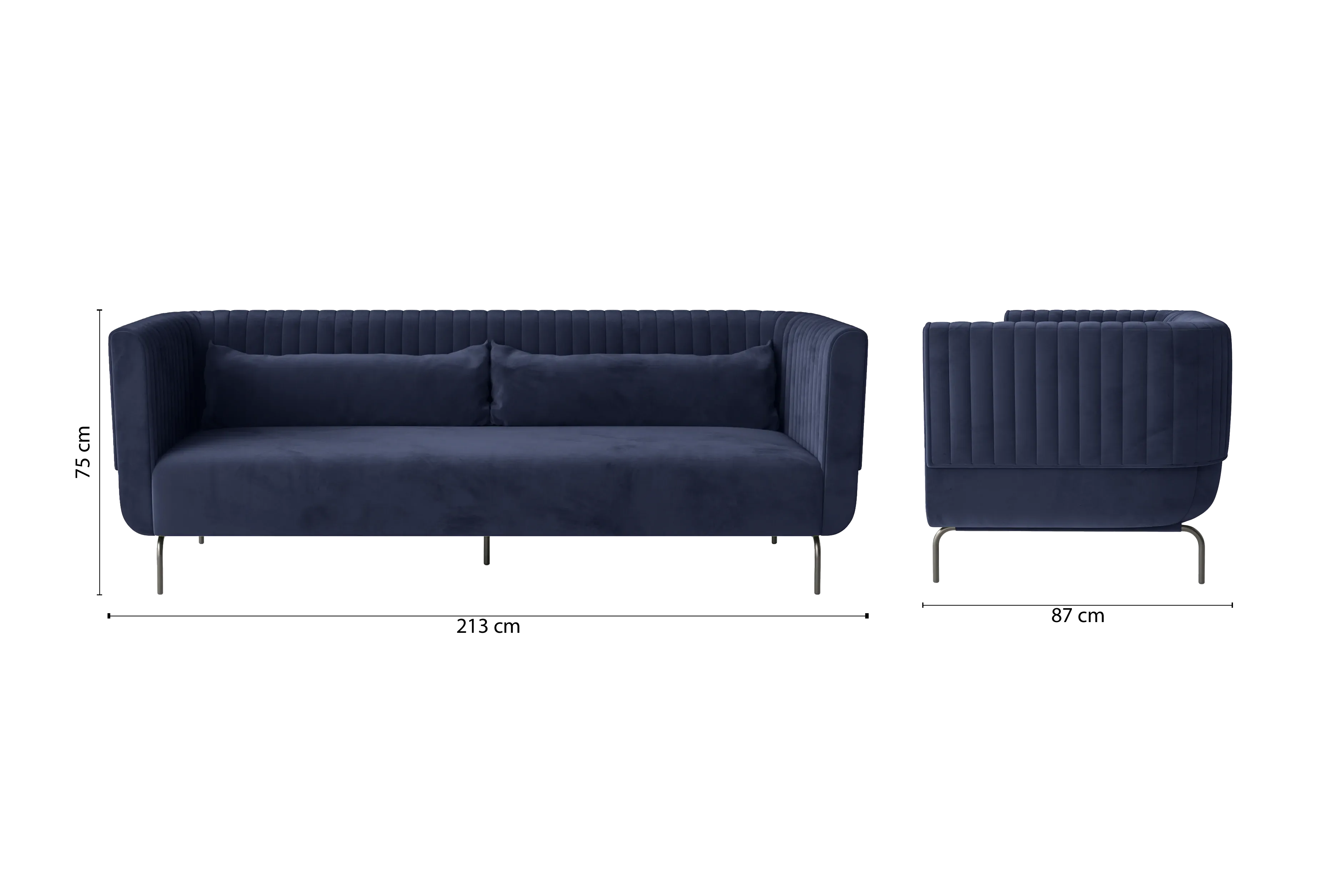 Jackson 3 Seater Sofa Dark Blue Velvet