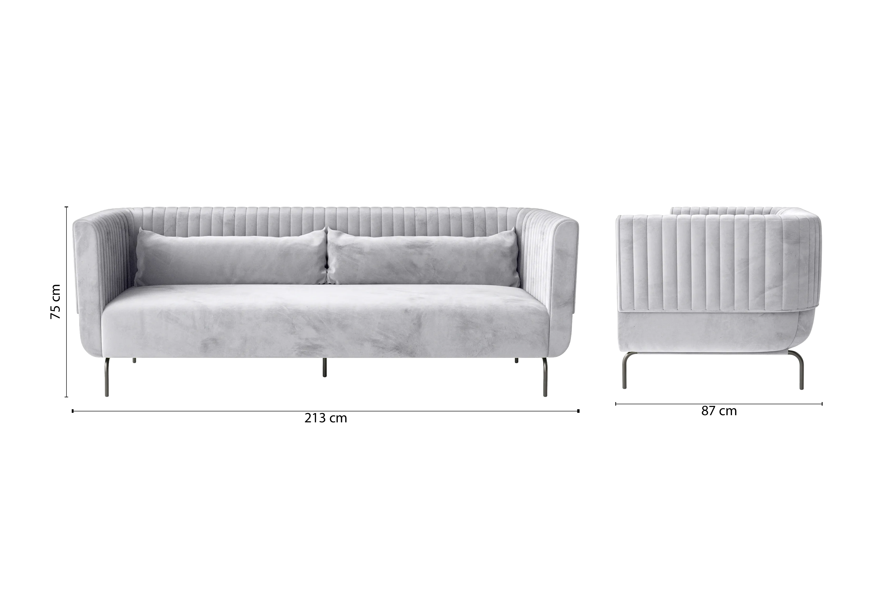 Jackson 3 Seater Sofa Silver Velvet