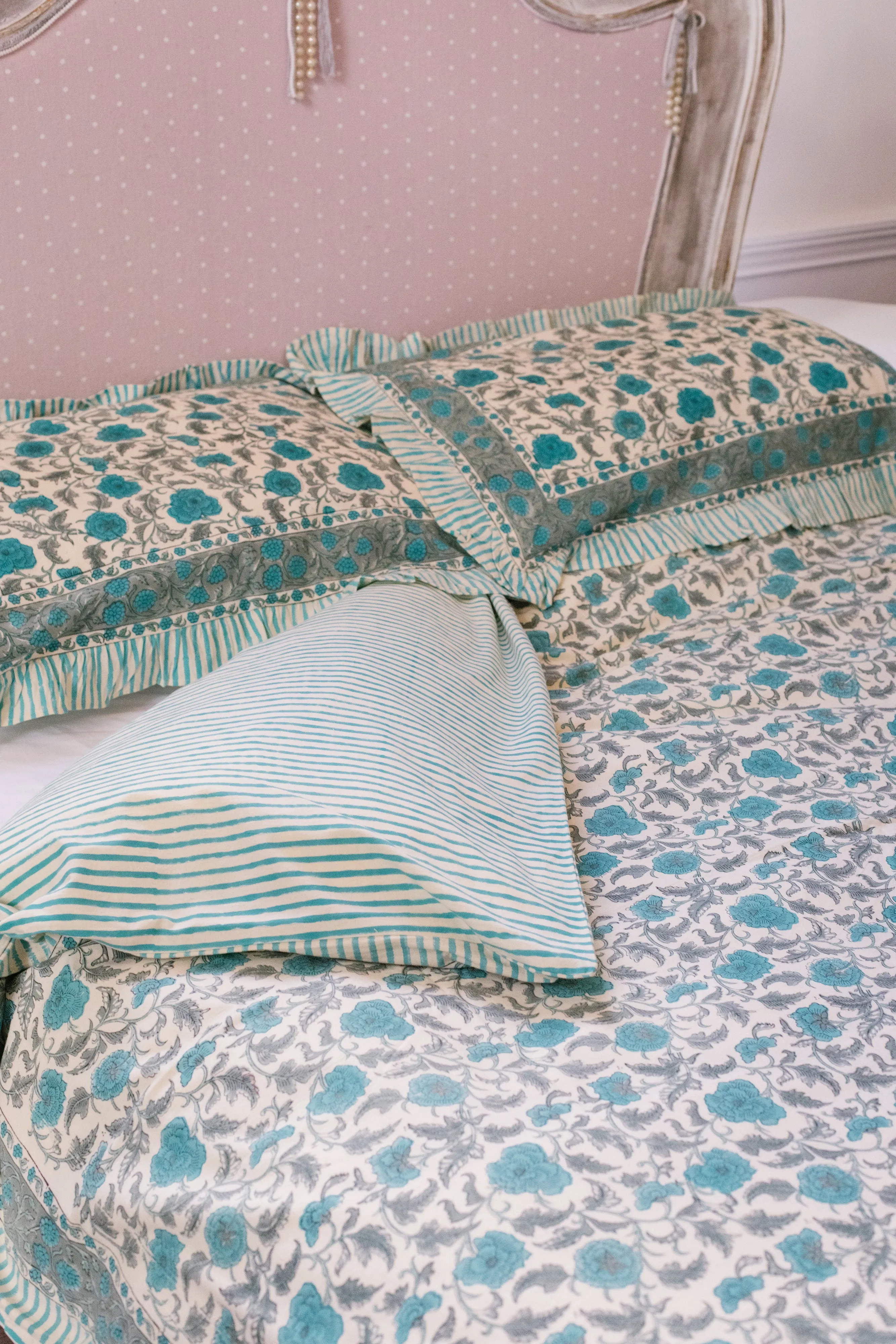 Jasmine Duvet Set in Vintage Blue - Kingsize