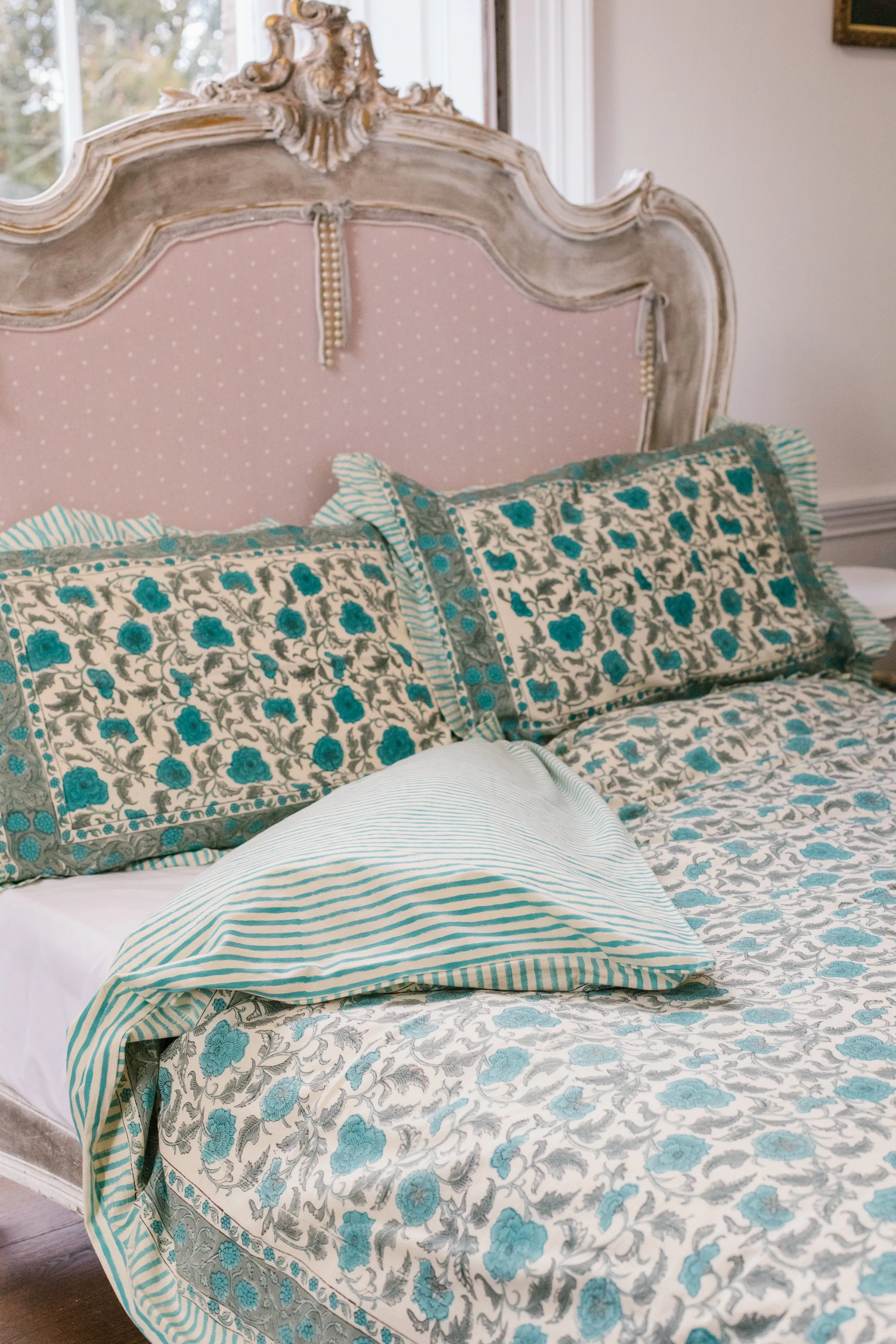 Jasmine Duvet Set in Vintage Blue - Kingsize