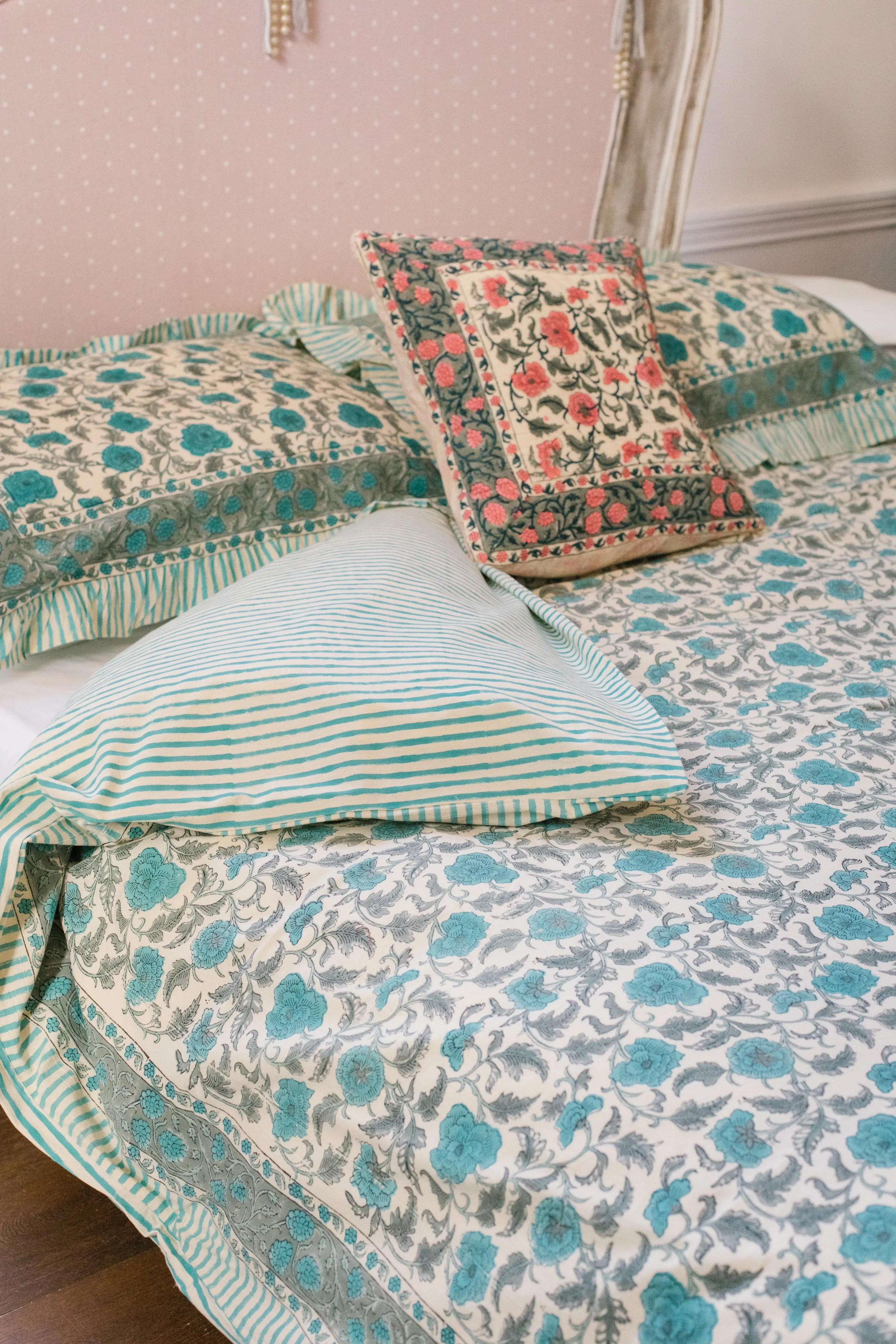 Jasmine Duvet Set in Vintage Blue - Kingsize