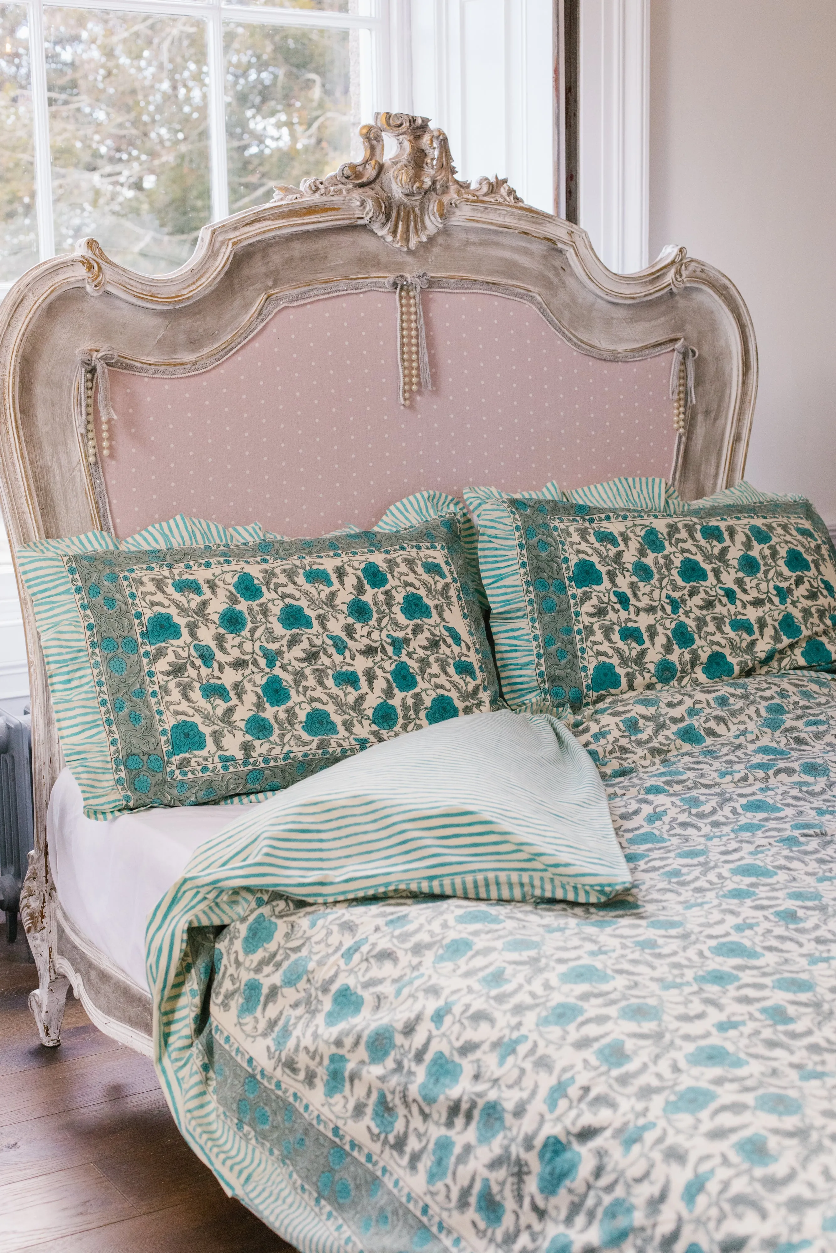 Jasmine Duvet Set in Vintage Blue - Kingsize