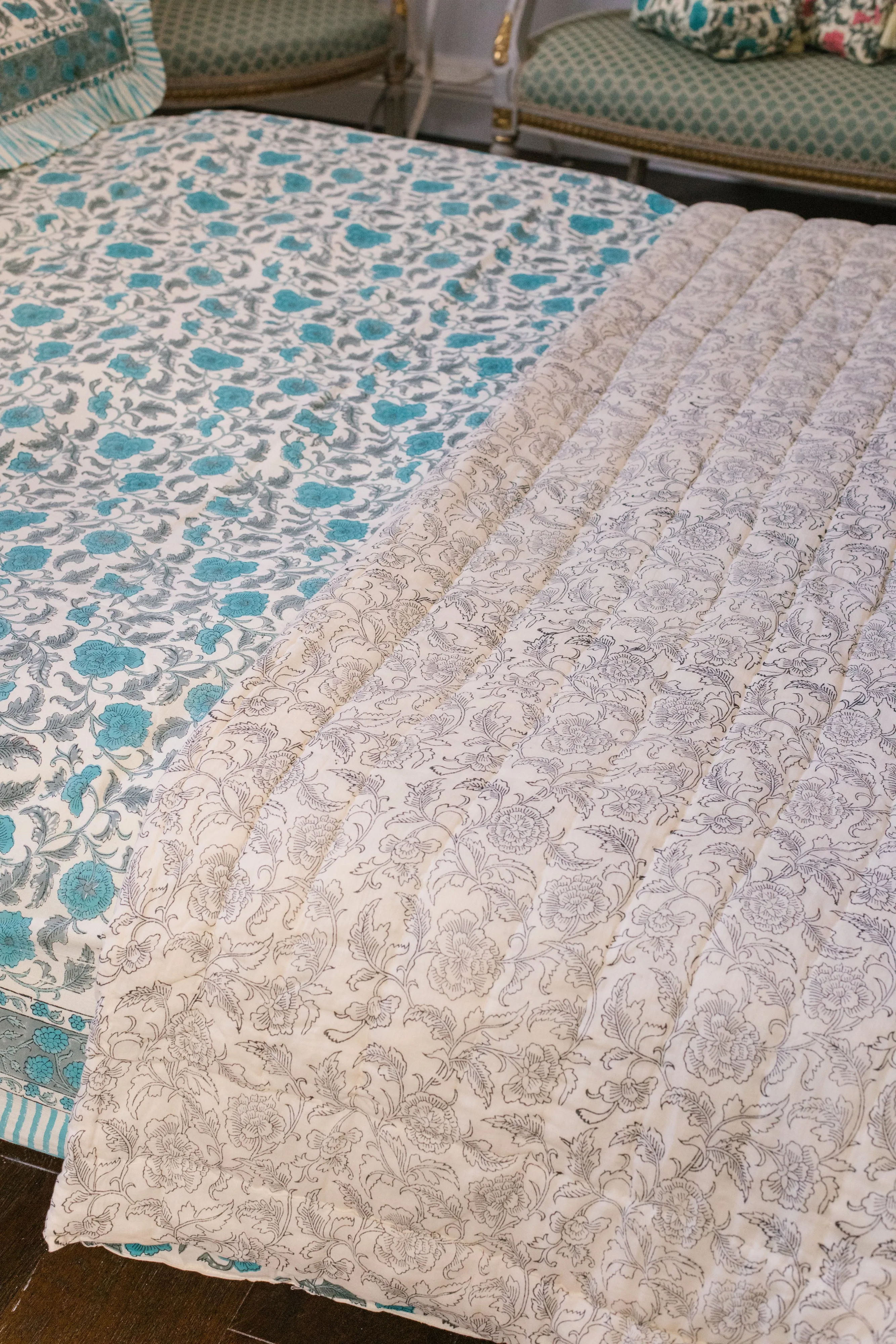 Jasmine Quilt in Vintage Blue - Single