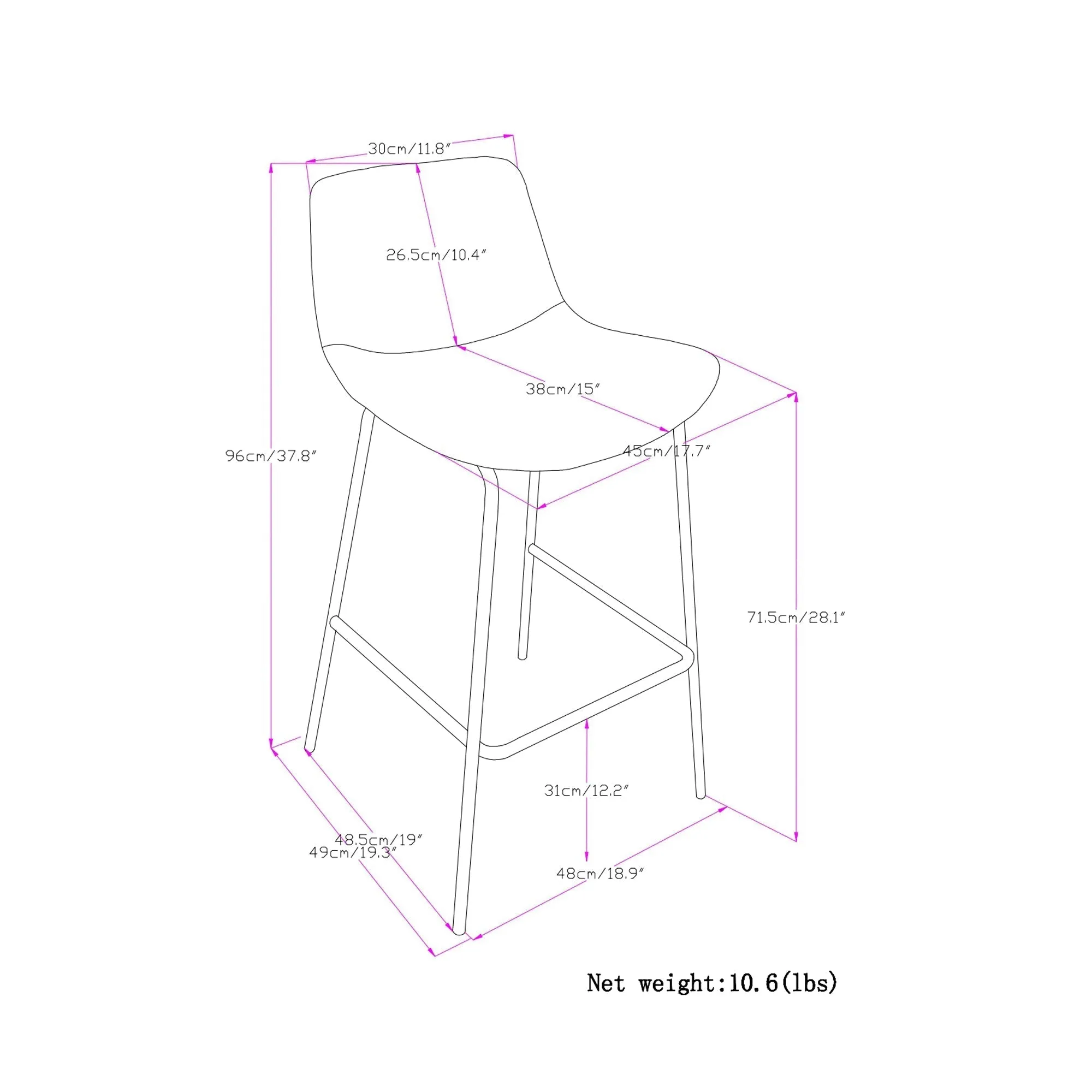 Jolie Bar Stool (Set of 2)