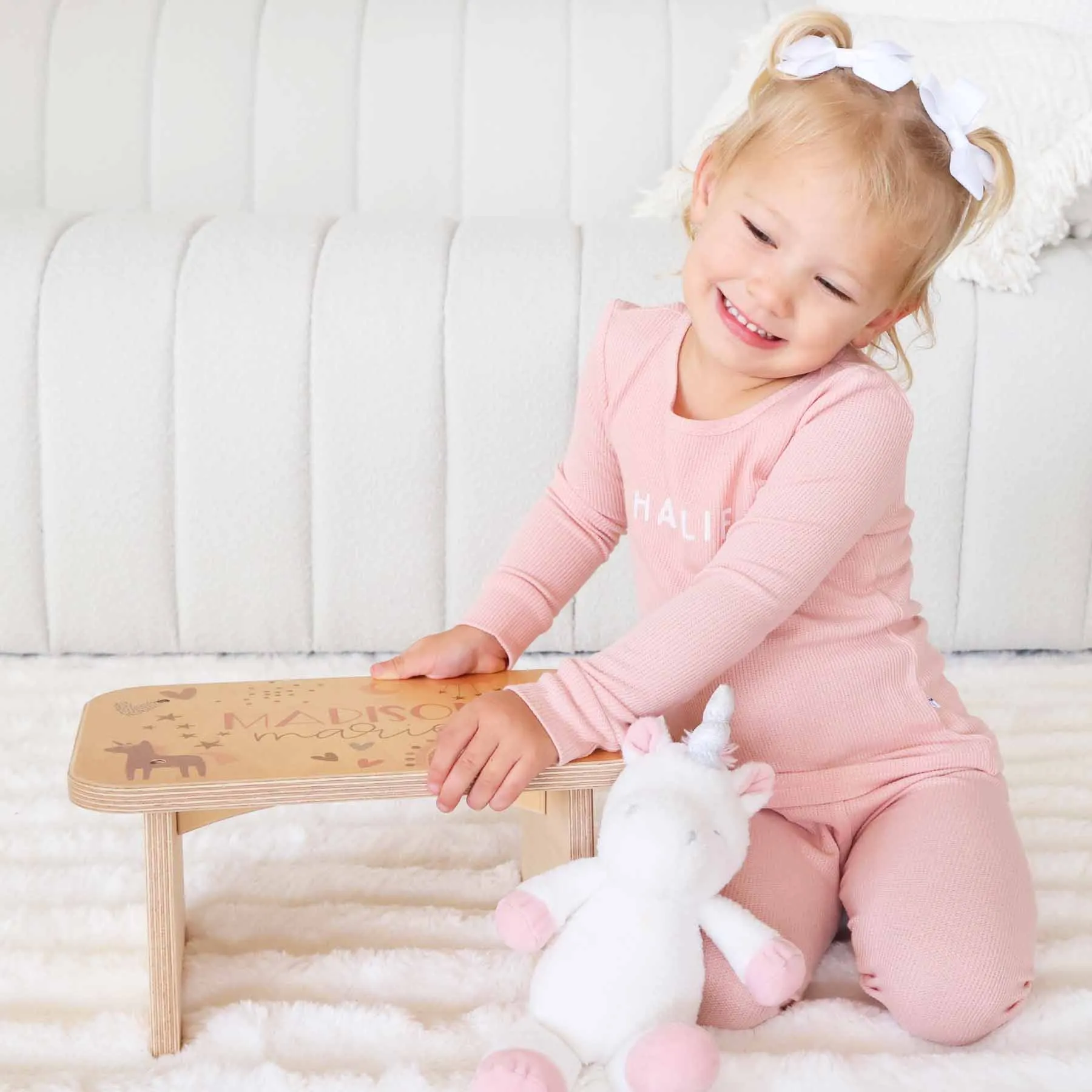Kids Personalized Step Stool | Unicorns & Rainbows